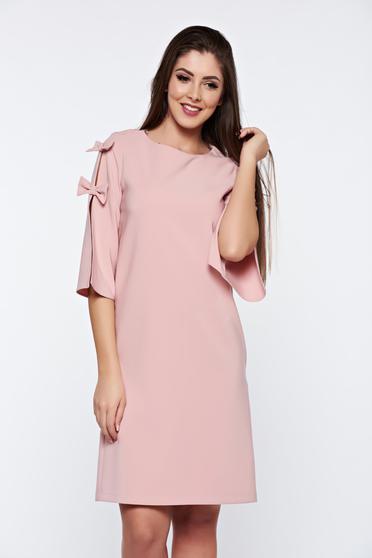 Rochie office de zi rosa eleganta din stofa elastica cu croi larg LaDonna