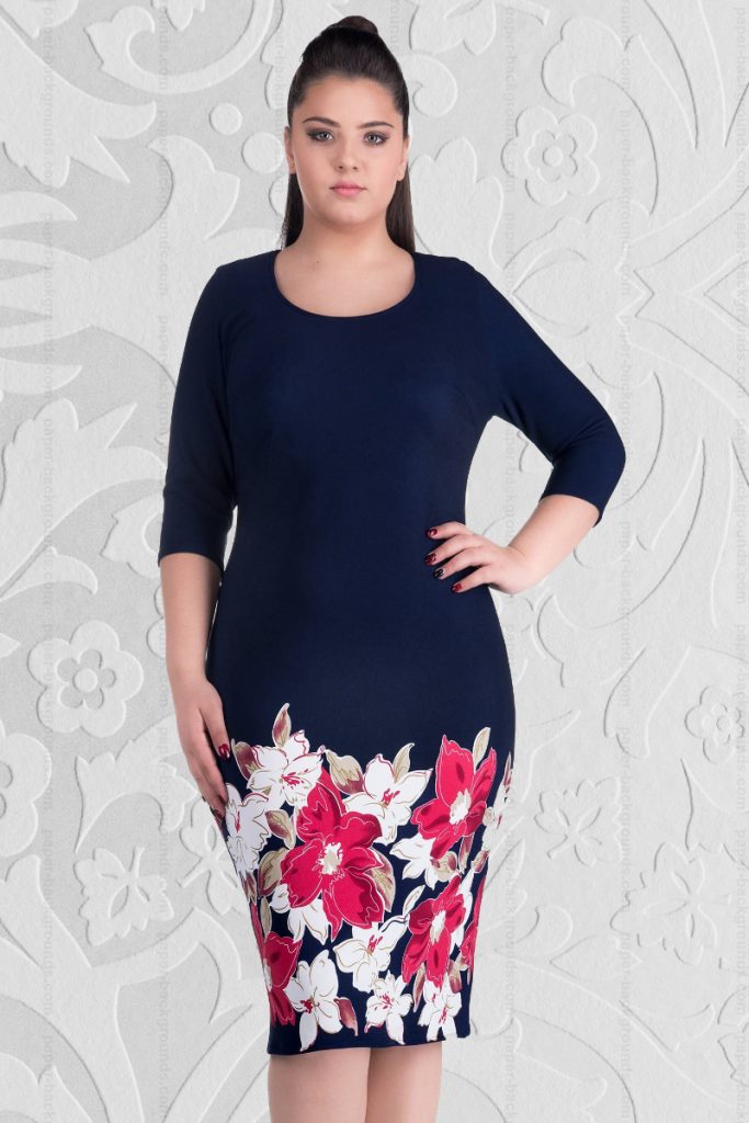 Rochie pentru femei plinute cu imprimeu floral Marta